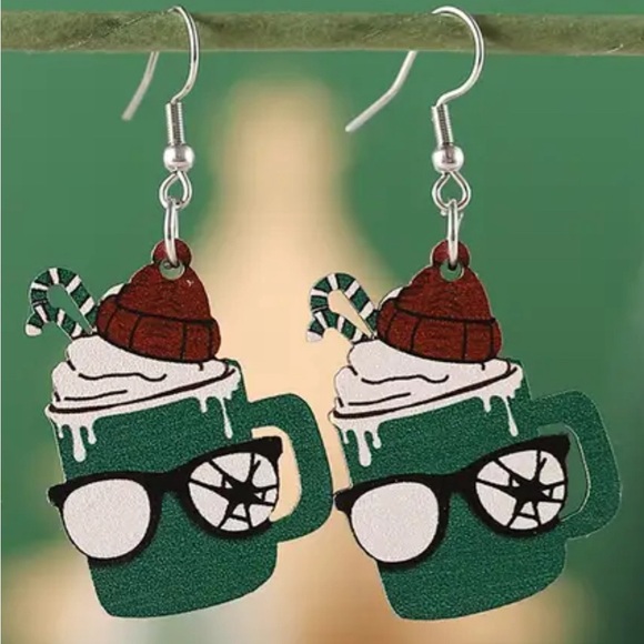 Jewelry - New Christmas Story Dangle Fun Earrings Coffee Cup Gift Holiday